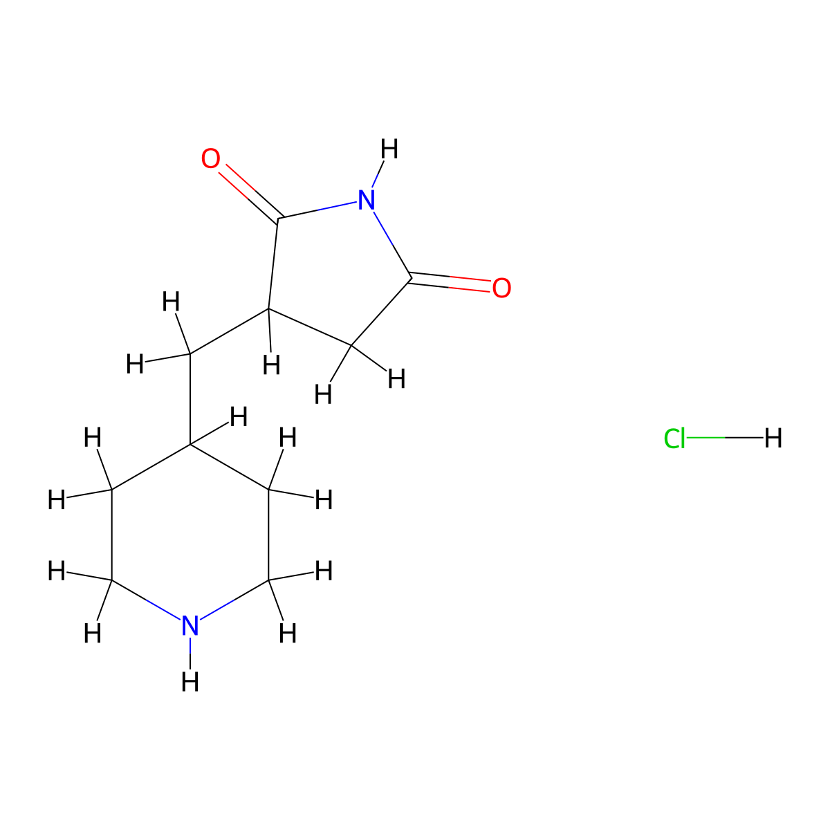 3-[(Piperidin-4-yl)methyl]pyrrolidine-2,5-dione hydrochloride molecular structure, CAS 2305256-03-3