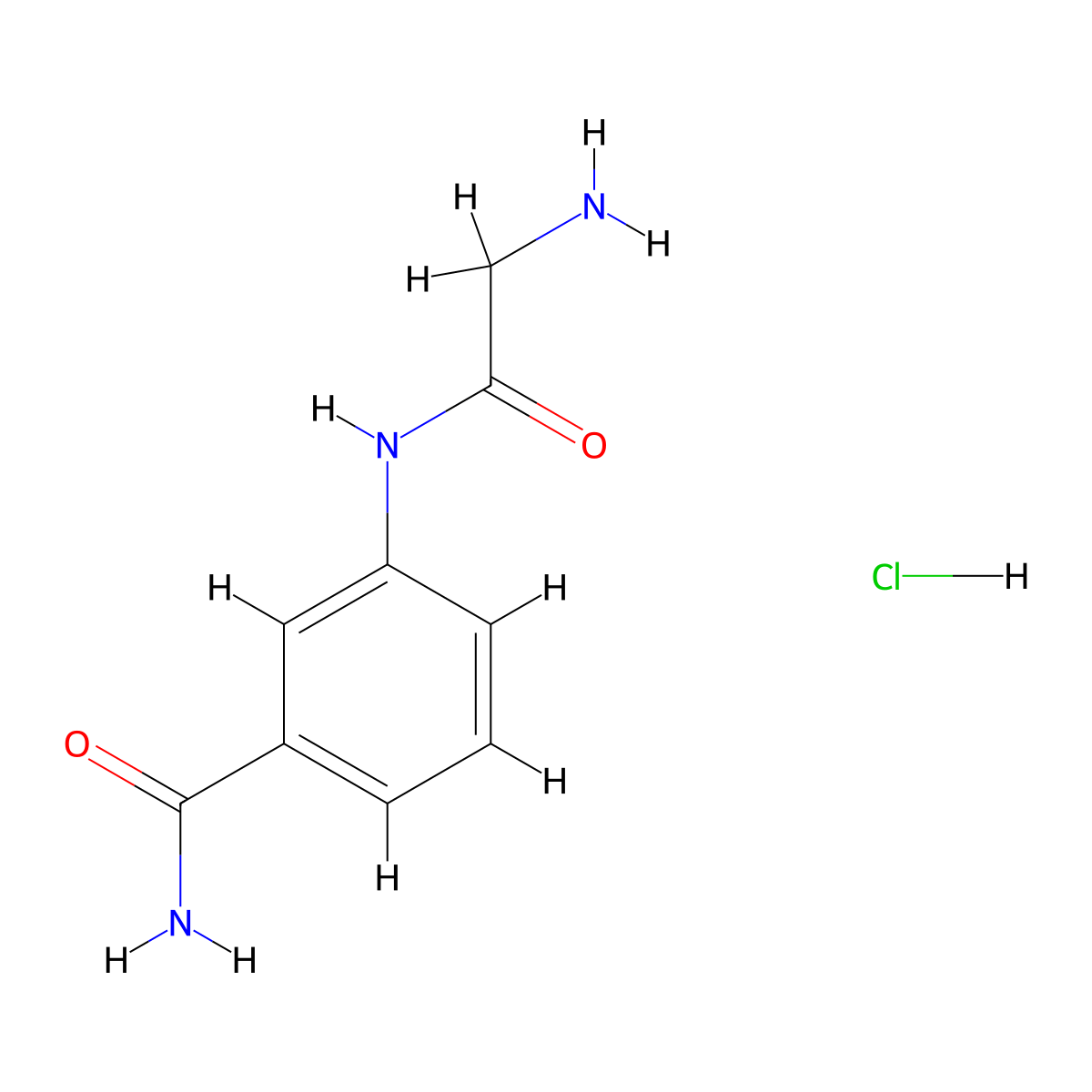 3-(2-Aminoacetamido)benzamide hydrochloride molecular structure, CAS 2305256-04-4
