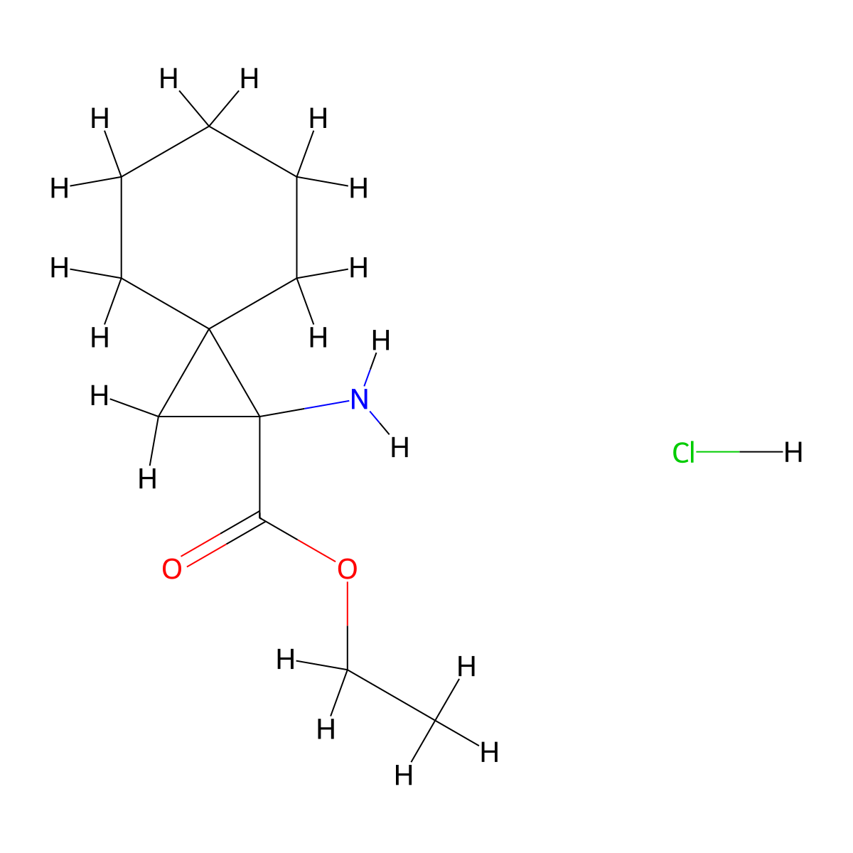 Ethyl 1-aminospiro[2.5]octane-1-carboxylate hydrochloride molecular structure, CAS 2305256-07-7