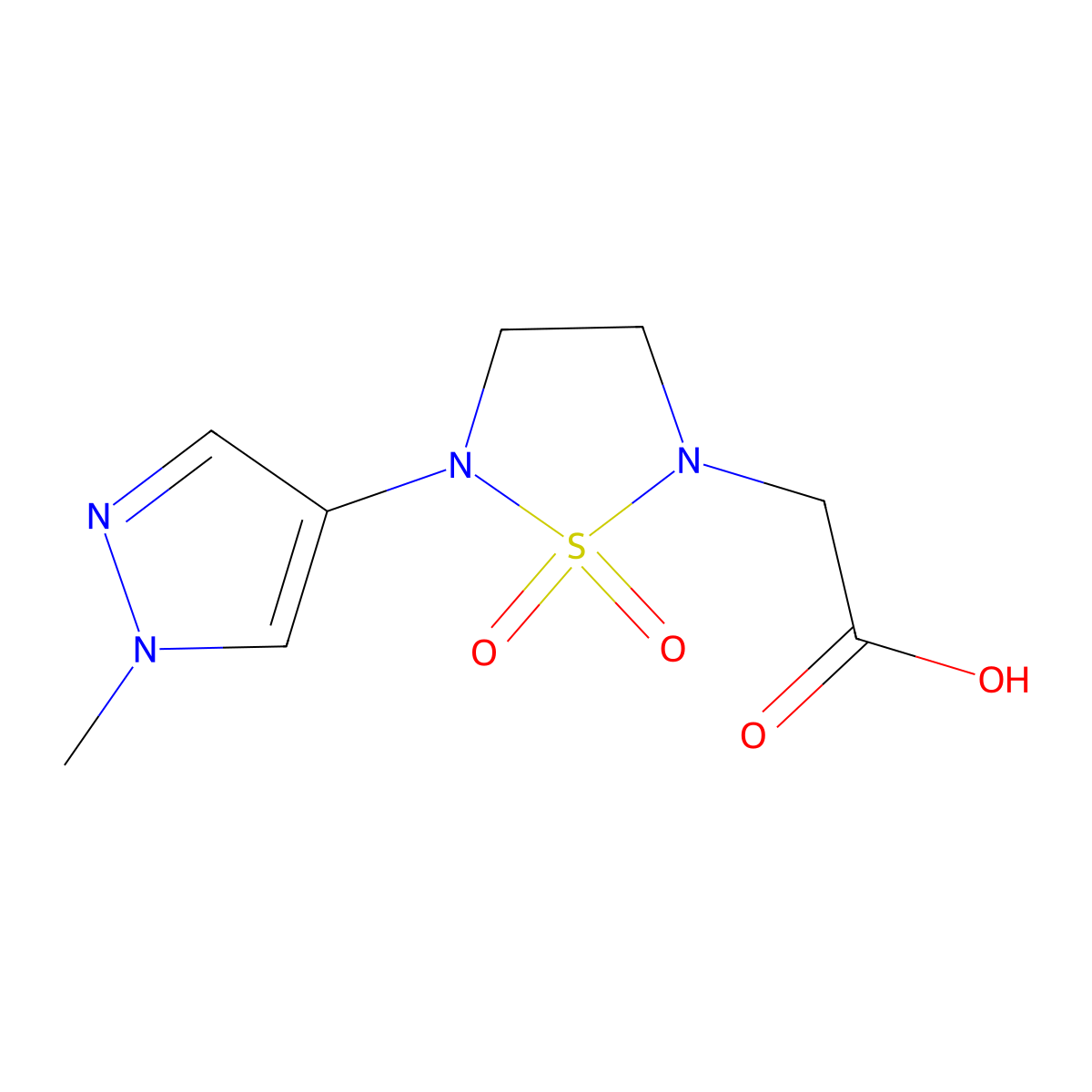2-[5-(1-Methylpyrazol-4-yl)-1,1-dioxo-1,2,5-thiadiazolidin-2-yl]acetic acid molecular structure, CAS 2305256-08-8