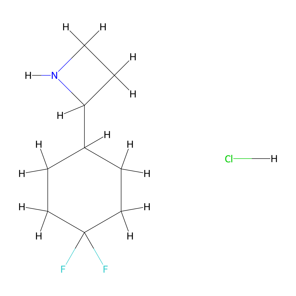 2-(4,4-Difluorocyclohexyl)azetidine hydrochloride molecular structure, CAS 2305256-09-9