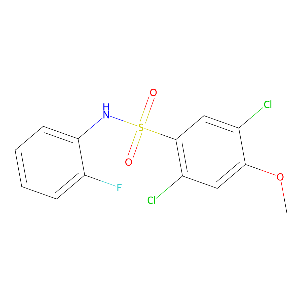 2,5-Dichloro-N-(2-fluorophenyl)-4-methoxybenzenesulfonamide molecular structure, CAS 2305297-18-9