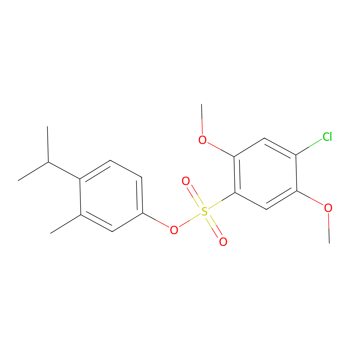 3-Methyl-4-(propan-2-yl)phenyl 4-chloro-2,5-dimethoxybenzene-1-sulfonate molecular structure, CAS 2305298-18-2