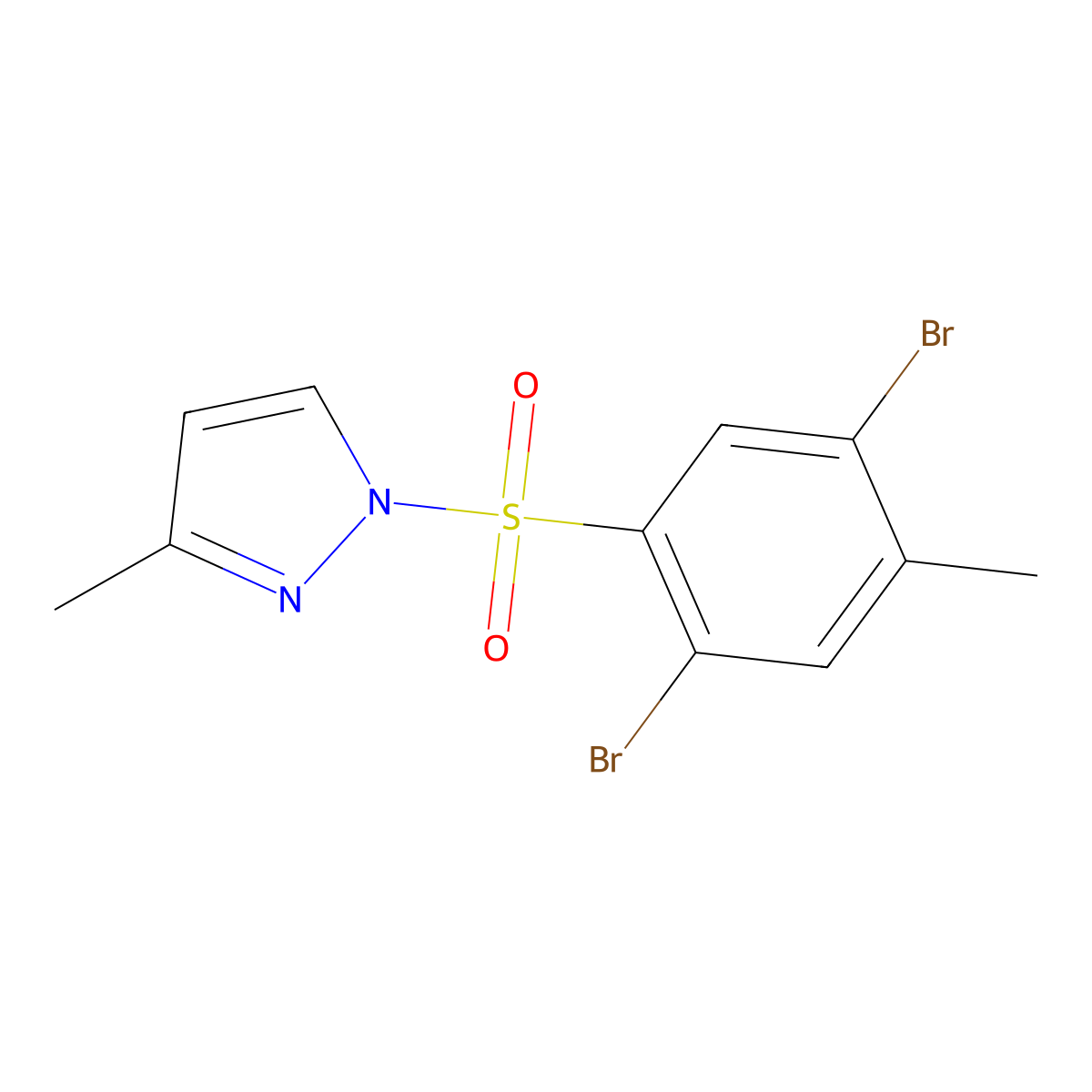 1-(2,5-dibromo-4-methylbenzenesulfonyl)-3-methyl-1H-pyrazole molecular structure, CAS 2305298-35-3