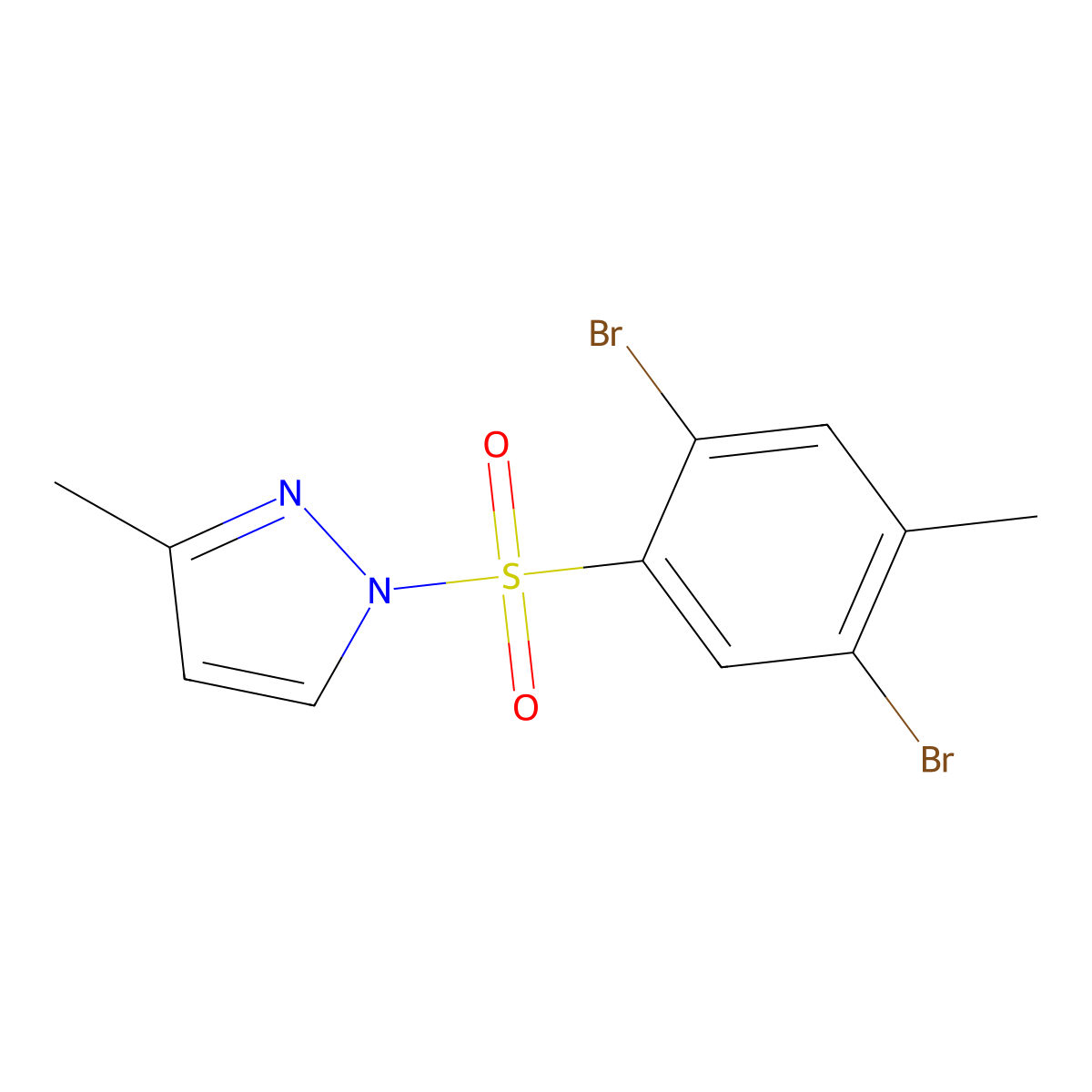 1-(2,5-dibromo-4-methylbenzenesulfonyl)-3-methyl-1H-pyrazole molecular structure, CAS 2305298-35-3