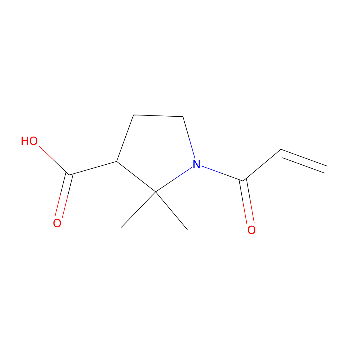 2,2-Dimethyl-1-(prop-2-enoyl)pyrrolidine-3-carboxylicacid molecular structure, CAS 2305325-88-4