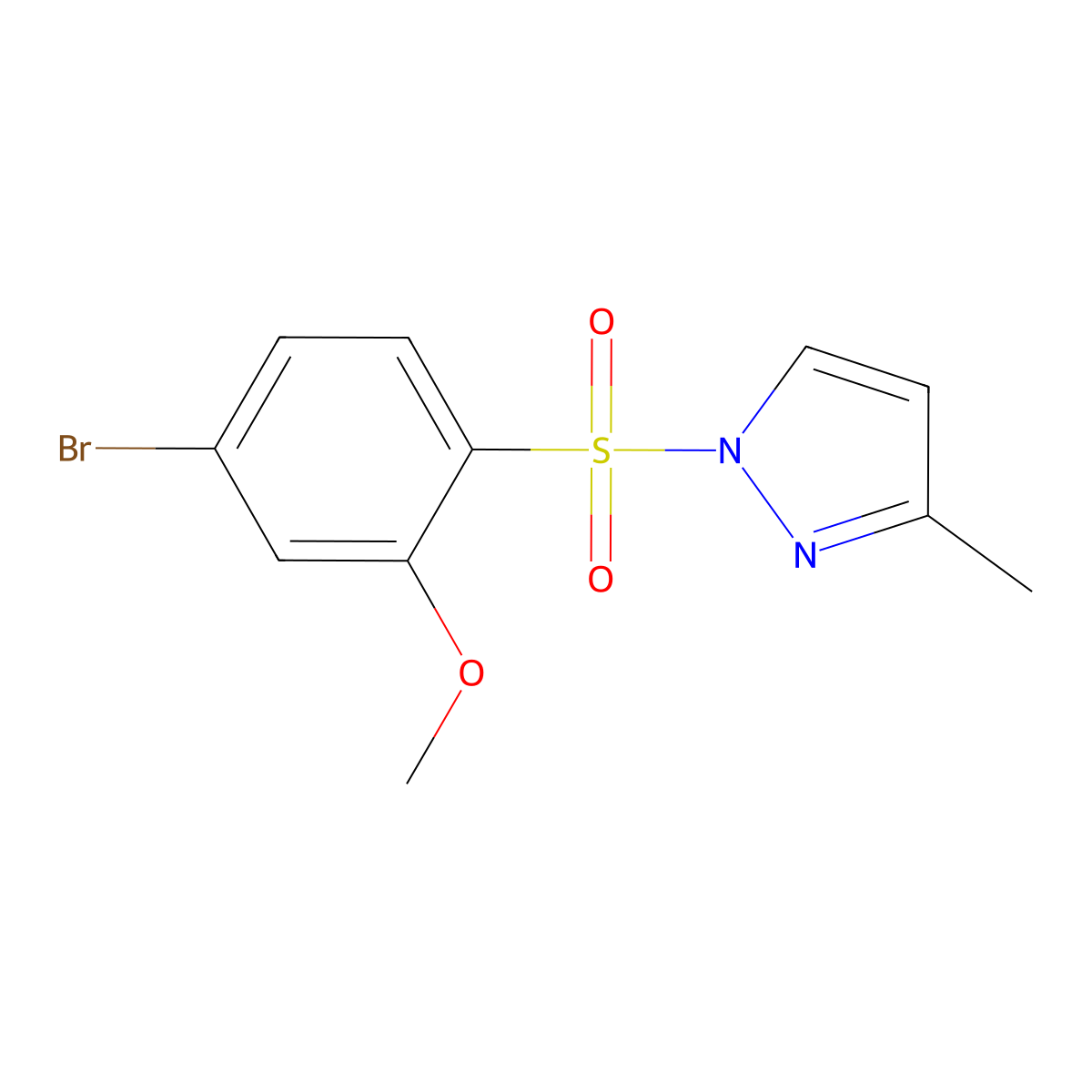 1-(4-bromo-2-methoxybenzenesulfonyl)-3-methyl-1H-pyrazole molecular structure, CAS 2305342-99-6