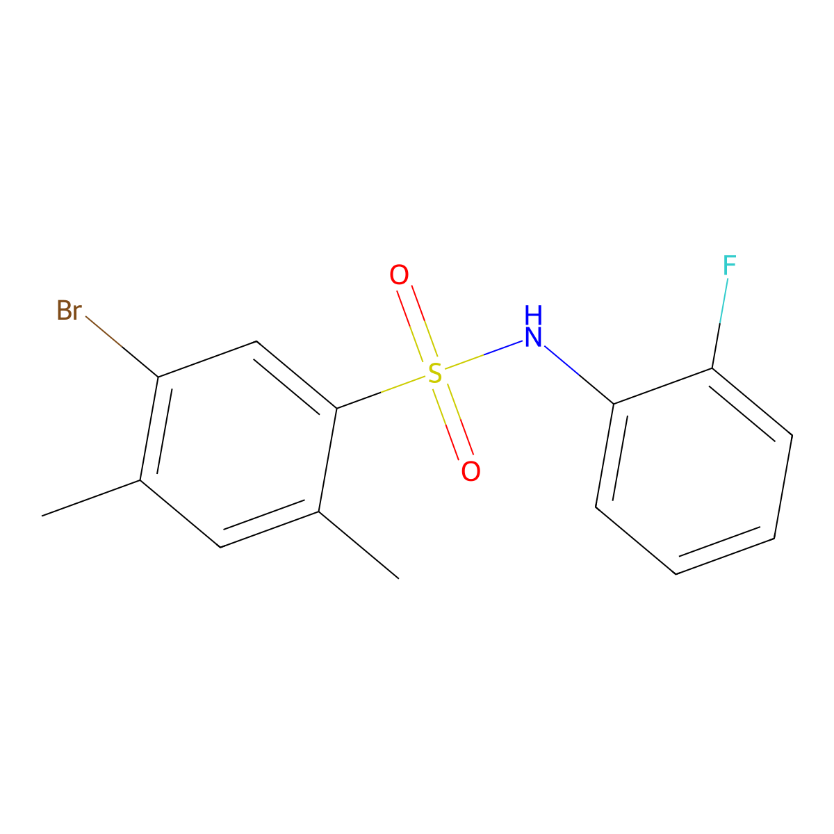 5-bromo-N-(2-fluorophenyl)-2,4-dimethylbenzene-1-sulfonamide molecular structure, CAS 2305343-23-9