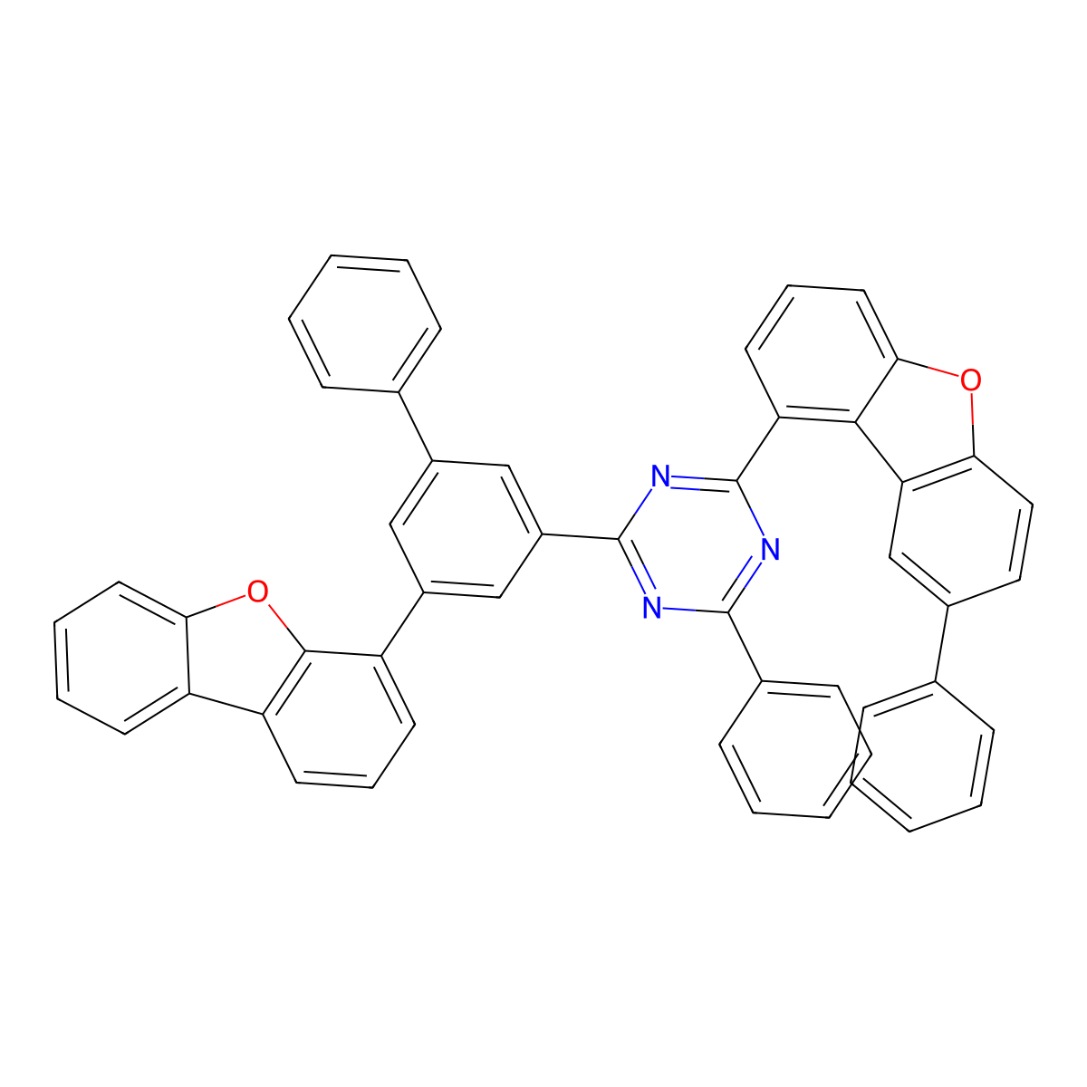 2-[5-(4-Dibenzofuranyl)[1,1'-biphenyl]-3-YL]-4-phenyl-6-(8-phenyl-1-dibenzofuranyl)-1,3,5-triazine molecular structure, CAS 2305347-64-0