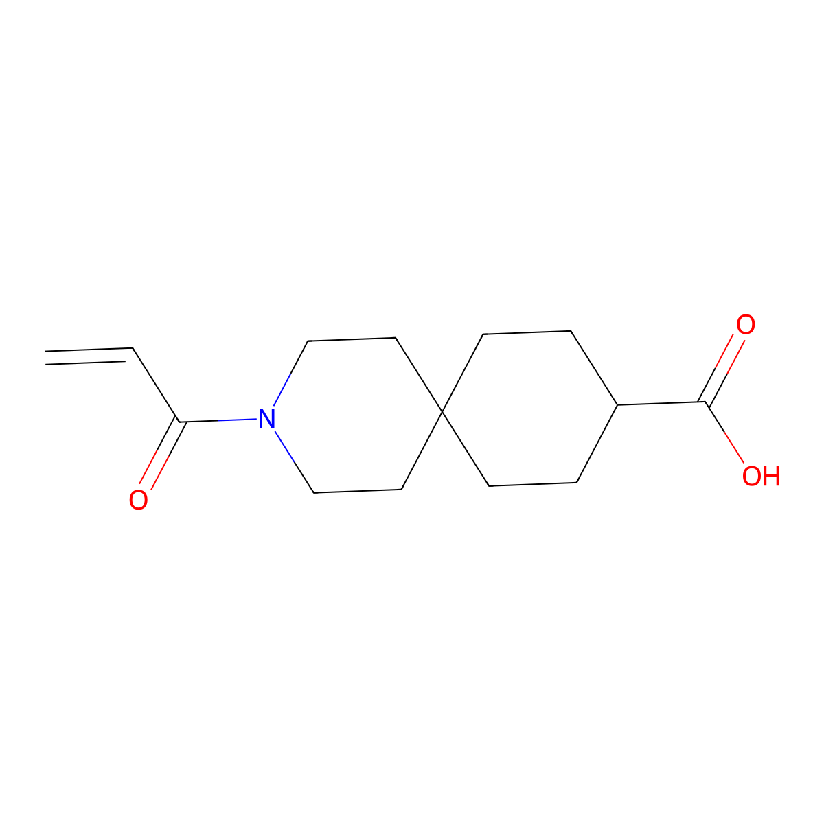 3-(Prop-2-enoyl)-3-azaspiro[5.5]undecane-9-carboxylic acid molecular structure, CAS 2305354-71-4