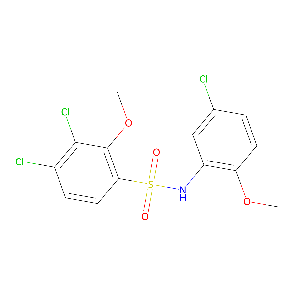 3,4-dichloro-N-(5-chloro-2-methoxyphenyl)-2-methoxybenzene-1-sulfonamide molecular structure, CAS 2305383-57-5