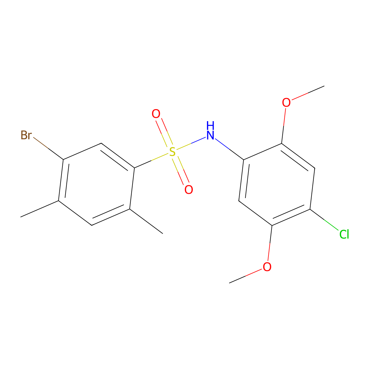 5-bromo-N-(4-chloro-2,5-dimethoxyphenyl)-2,4-dimethylbenzene-1-sulfonamide molecular structure, CAS 2305383-59-7