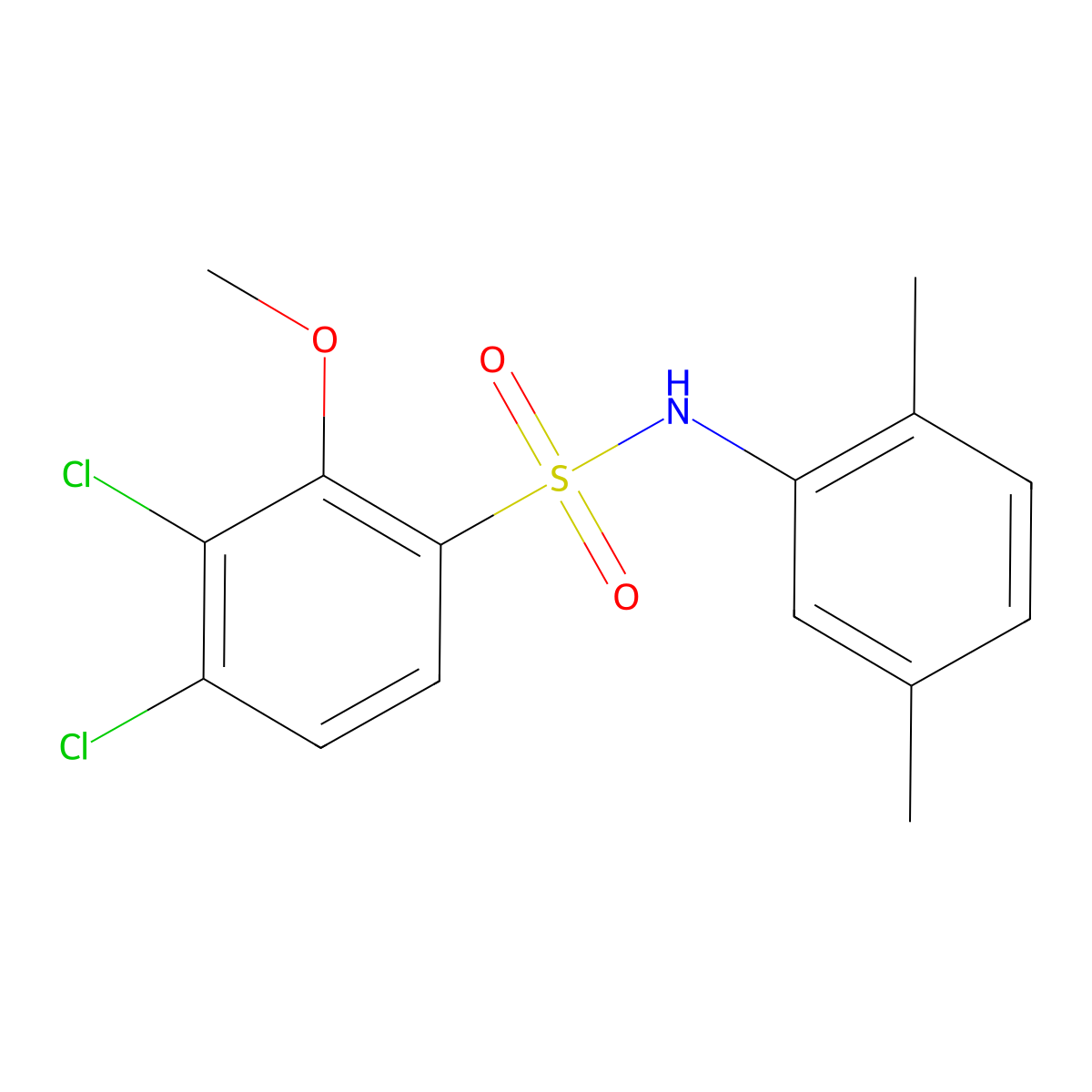 3,4-dichloro-N-(2,5-dimethylphenyl)-2-methoxybenzene-1-sulfonamide molecular structure, CAS 2305383-79-1
