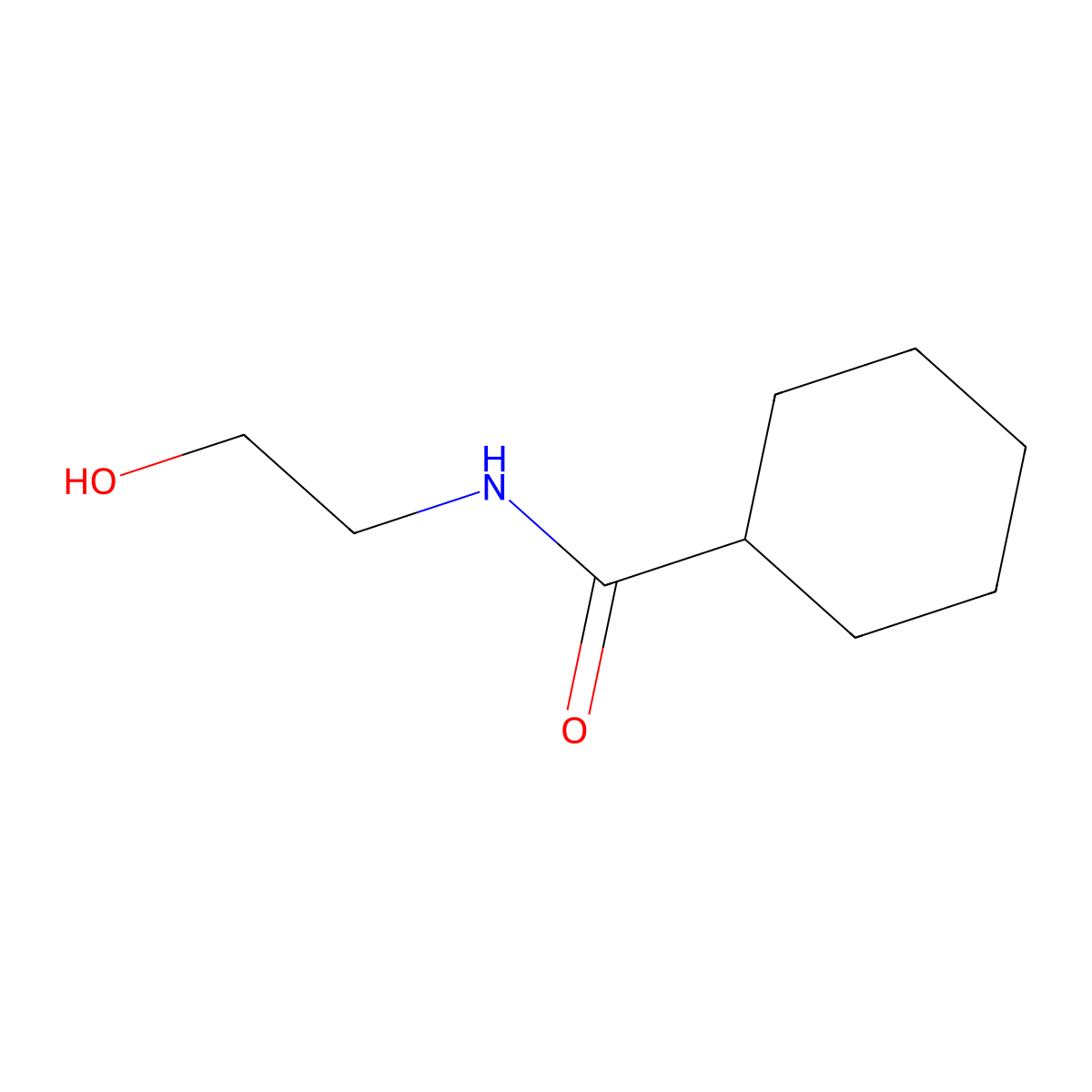 n-(2-Hydroxyethyl)cyclohexanecarboxamide molecular structure, CAS 23054-48-0