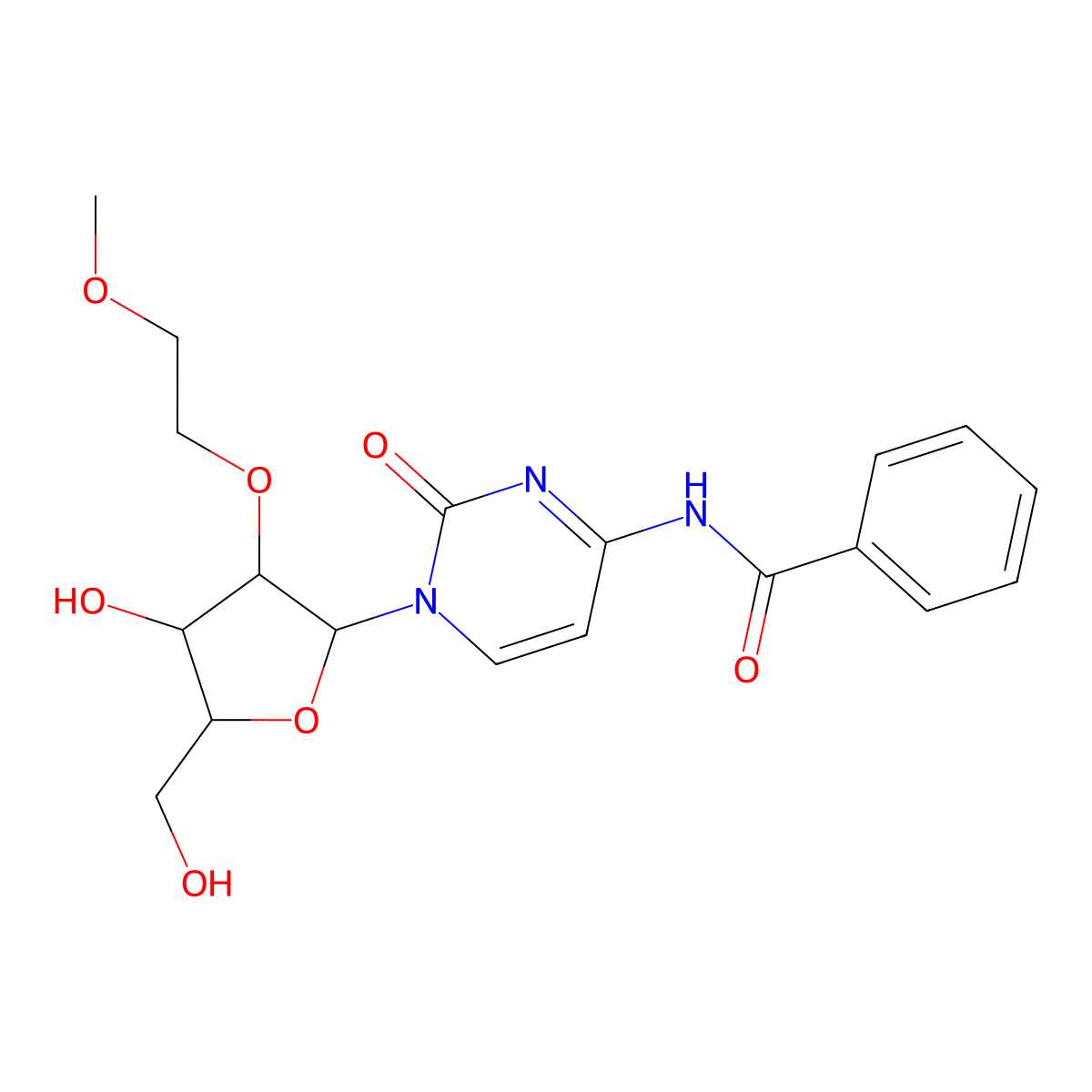 N4-Benzoyl-2'-O-(2-methoxyethyl)cytidine molecular structure, CAS 2305416-18-4