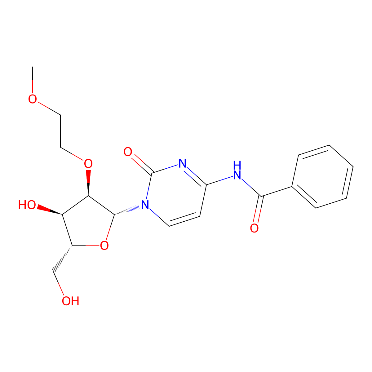 N4-Benzoyl-2'-O-(2-methoxyethyl)cytidine molecular structure, CAS 2305416-18-4
