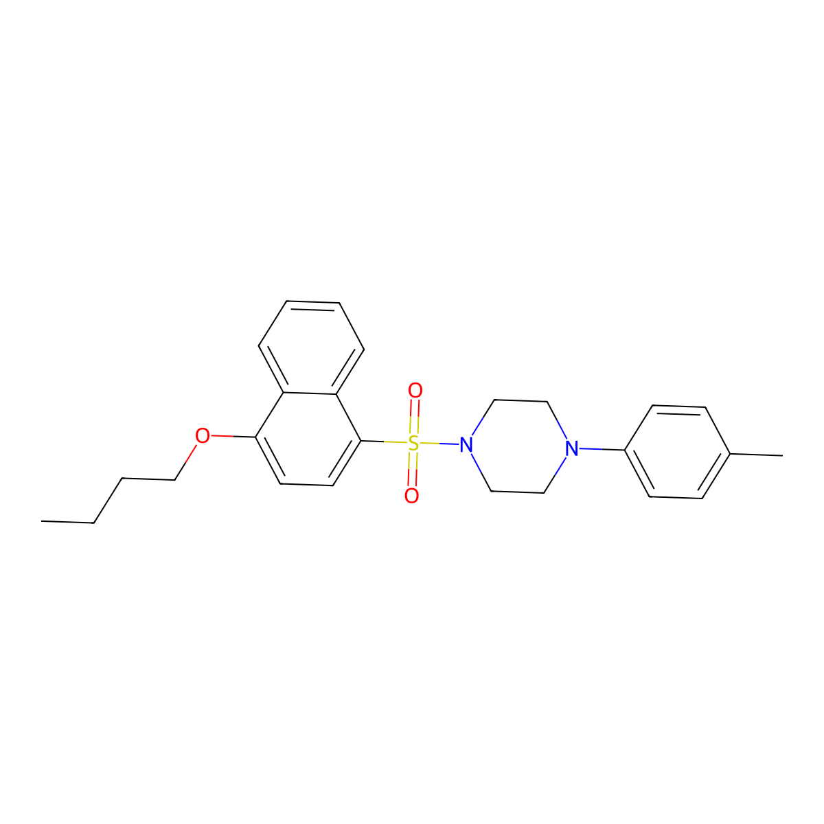 1-[(4-Butoxynaphthalen-1-yl)sulfonyl]-4-(4-methylphenyl)piperazine molecular structure, CAS 2305419-86-5