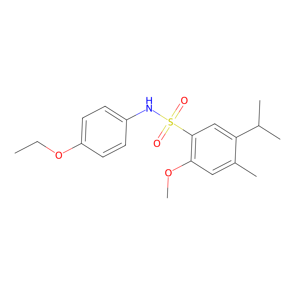 N-(4-ethoxyphenyl)-2-methoxy-4-methyl-5-(propan-2-yl)benzene-1-sulfonamide molecular structure, CAS 2305423-48-5