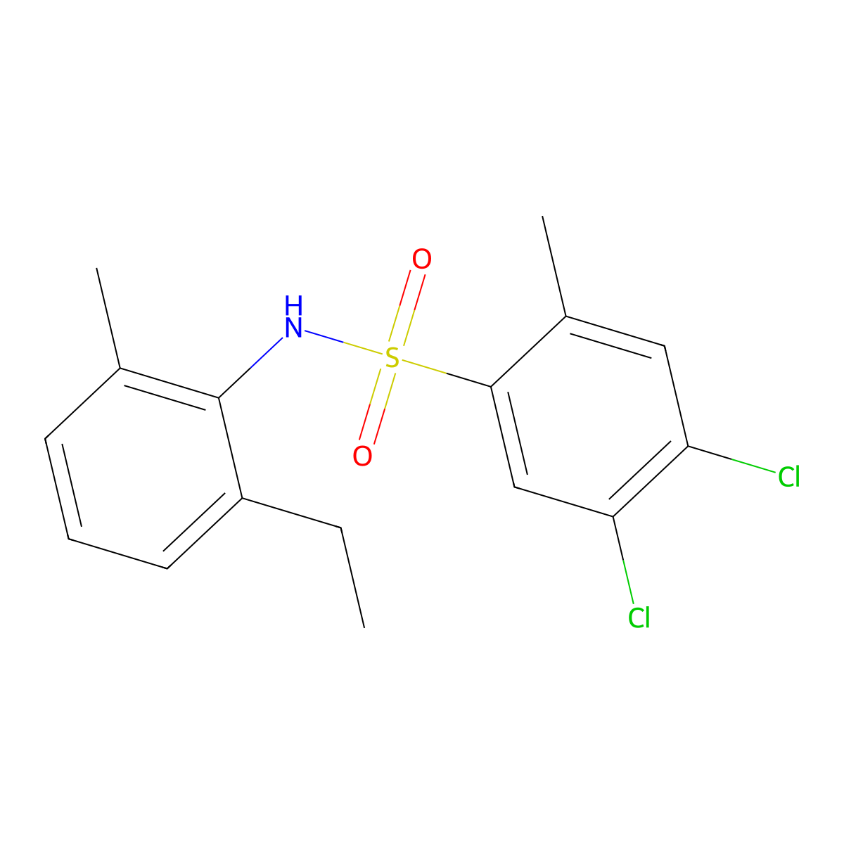 4,5-dichloro-N-(2-ethyl-6-methylphenyl)-2-methylbenzene-1-sulfonamide molecular structure, CAS 2305430-40-2