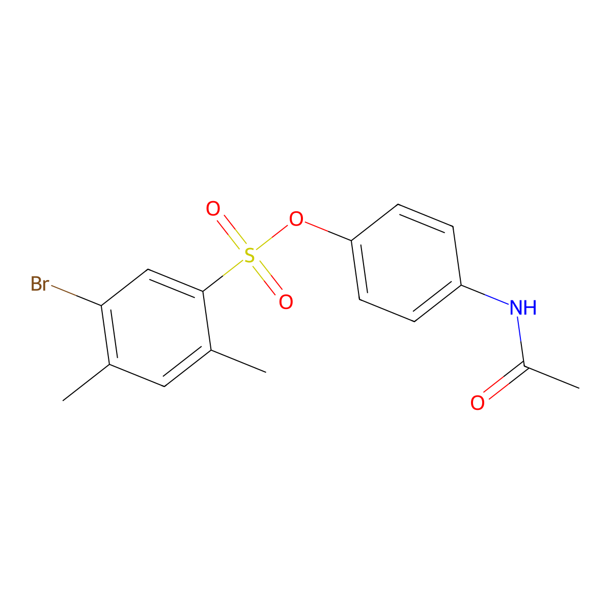 4-Acetamidophenyl 5-bromo-2,4-dimethylbenzene-1-sulfonate molecular structure, CAS 2305450-26-2