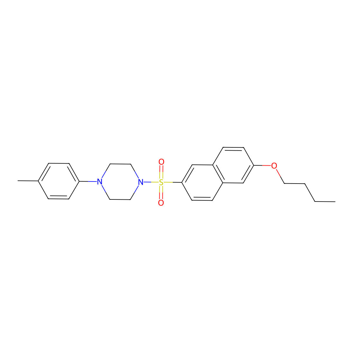 1-[(6-Butoxynaphthalen-2-yl)sulfonyl]-4-(4-methylphenyl)piperazine molecular structure, CAS 2305450-36-4