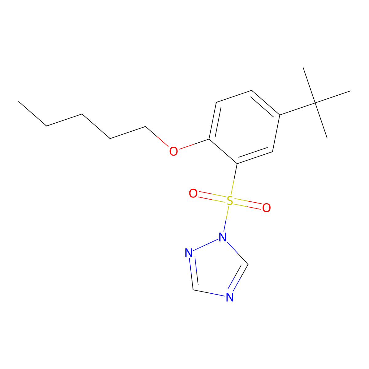 1-[5-tert-butyl-2-(pentyloxy)benzenesulfonyl]-1H-1,2,4-triazole molecular structure, CAS 2305450-39-7
