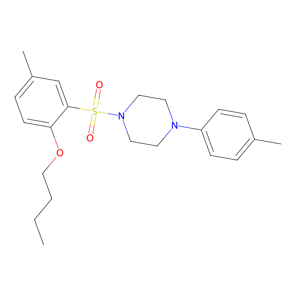 1-(2-Butoxy-5-methylbenzenesulfonyl)-4-(4-methylphenyl)piperazine molecular structure, CAS 2305450-45-5
