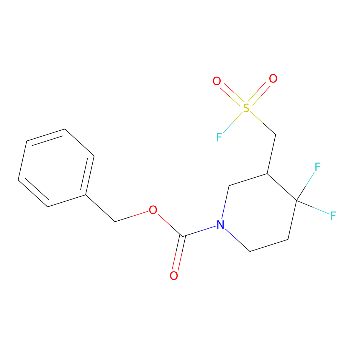 Benzyl 4,4-difluoro-3-[(fluorosulfonyl)methyl]piperidine-1-carboxylate molecular structure, CAS 2305451-19-6
