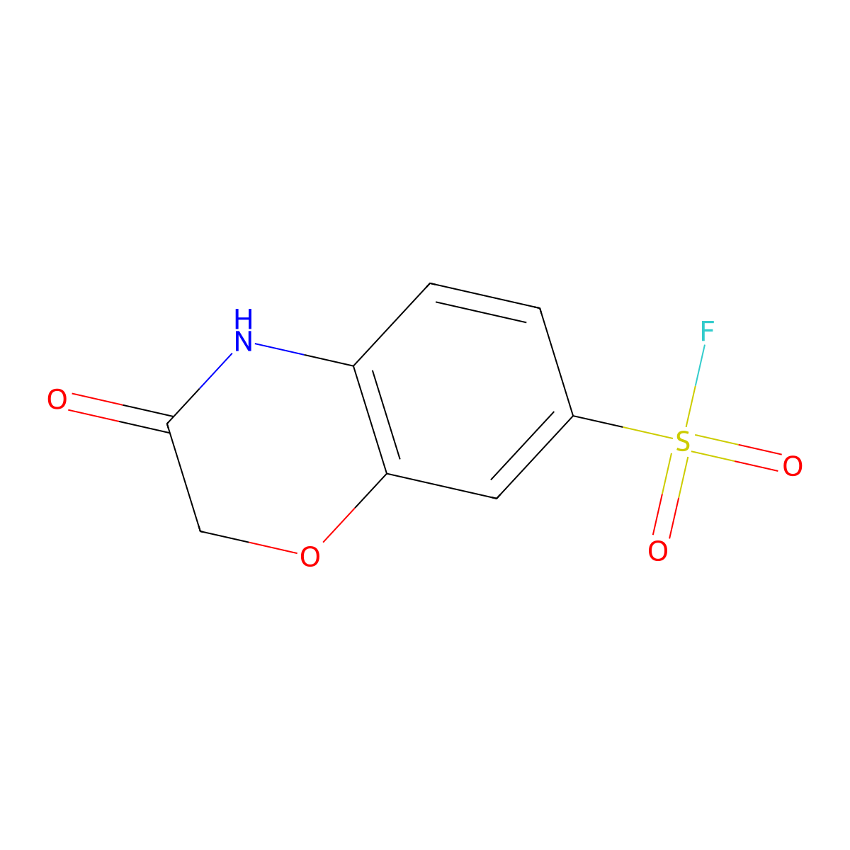 3-oxo-3,4-dihydro-2H-1,4-benzoxazine-7-sulfonyl fluoride molecular structure, CAS 2305457-70-7