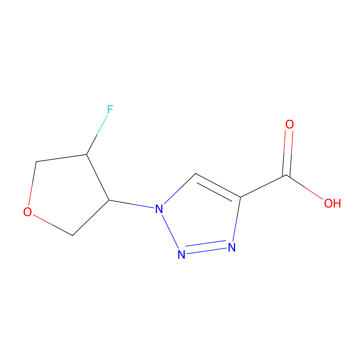 1-[(3R,4R)-4-Fluorooxolan-3-yl]triazole-4-carboxylic acid molecular structure, CAS 2305457-77-4