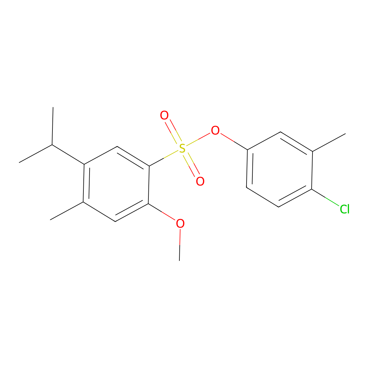 4-Chloro-3-methylphenyl 2-methoxy-4-methyl-5-(propan-2-yl)benzene-1-sulfonate molecular structure, CAS 2305476-04-2