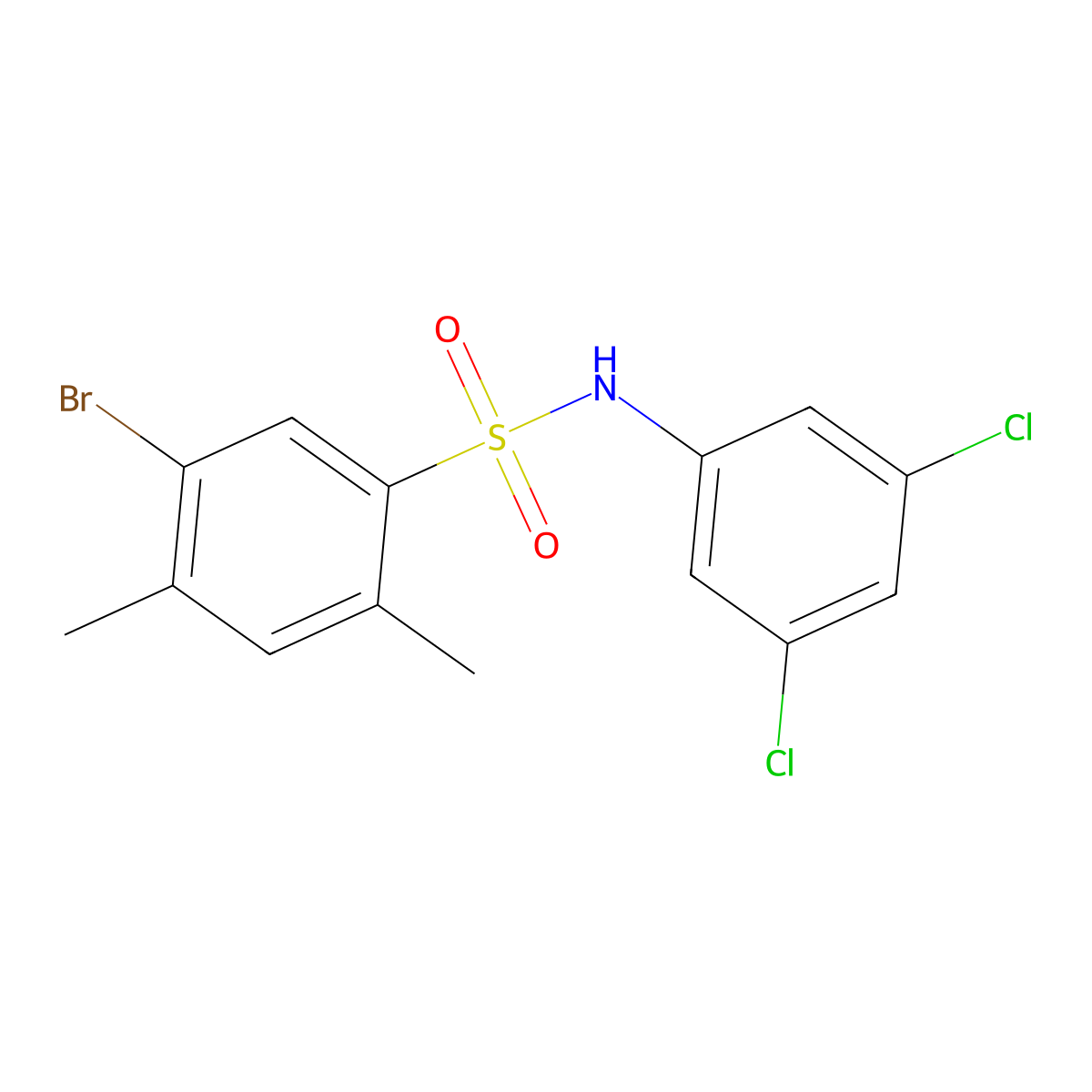 5-bromo-N-(3,5-dichlorophenyl)-2,4-dimethylbenzene-1-sulfonamide molecular structure, CAS 2305476-63-3