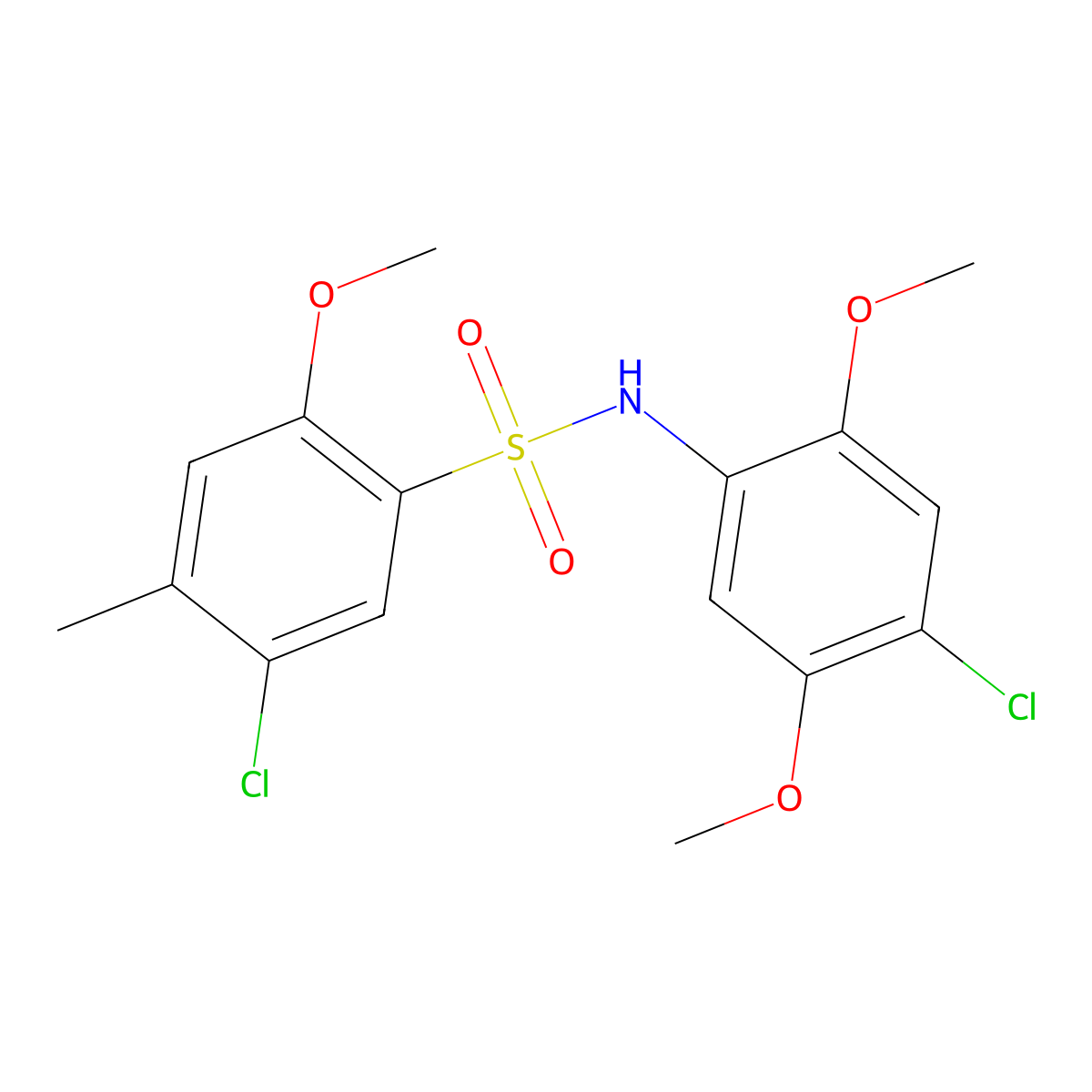 5-chloro-N-(4-chloro-2,5-dimethoxyphenyl)-2-methoxy-4-methylbenzene-1-sulfonamide molecular structure, CAS 2305492-36-6