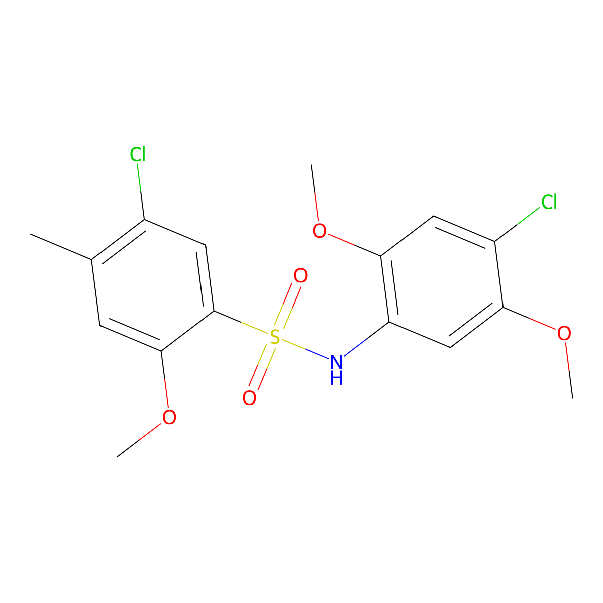 5-chloro-N-(4-chloro-2,5-dimethoxyphenyl)-2-methoxy-4-methylbenzene-1-sulfonamide molecular structure, CAS 2305492-36-6
