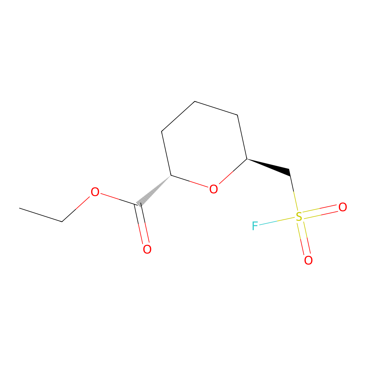 rac-ethyl (2R,6R)-6-[(fluorosulfonyl)methyl]oxane-2-carboxylate molecular structure, CAS 2305497-47-4