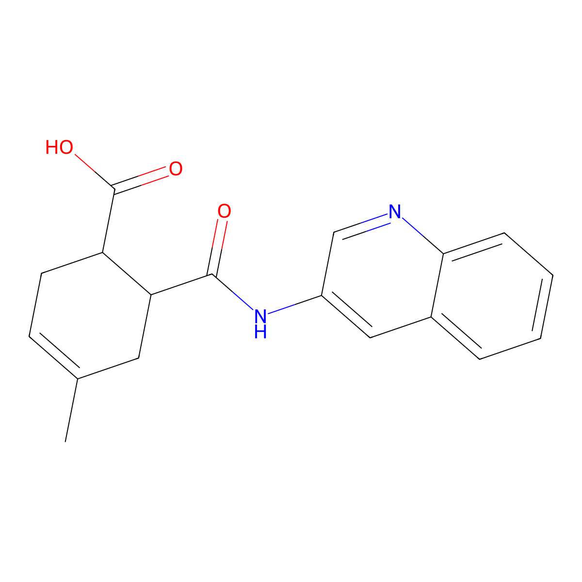 4-Methyl-6-[(quinolin-3-yl)carbamoyl]cyclohex-3-ene-1-carboxylic acid molecular structure, CAS 2305497-76-9