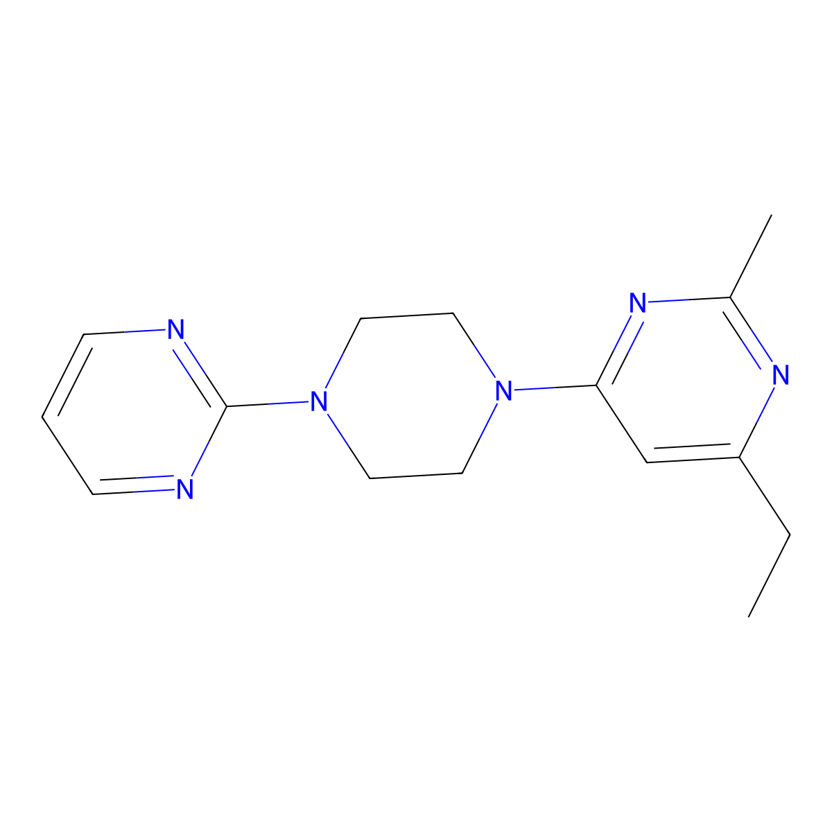 4-Ethyl-2-methyl-6-[4-(pyrimidin-2-yl)piperazin-1-yl]pyrimidine molecular structure, CAS 2305513-14-6