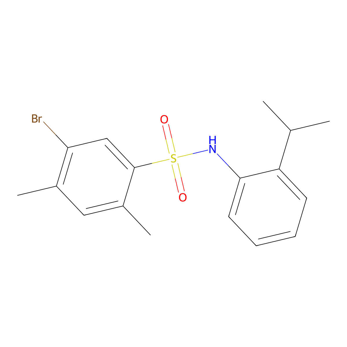 5-bromo-2,4-dimethyl-N-[2-(propan-2-yl)phenyl]benzene-1-sulfonamide molecular structure, CAS 2305531-21-7