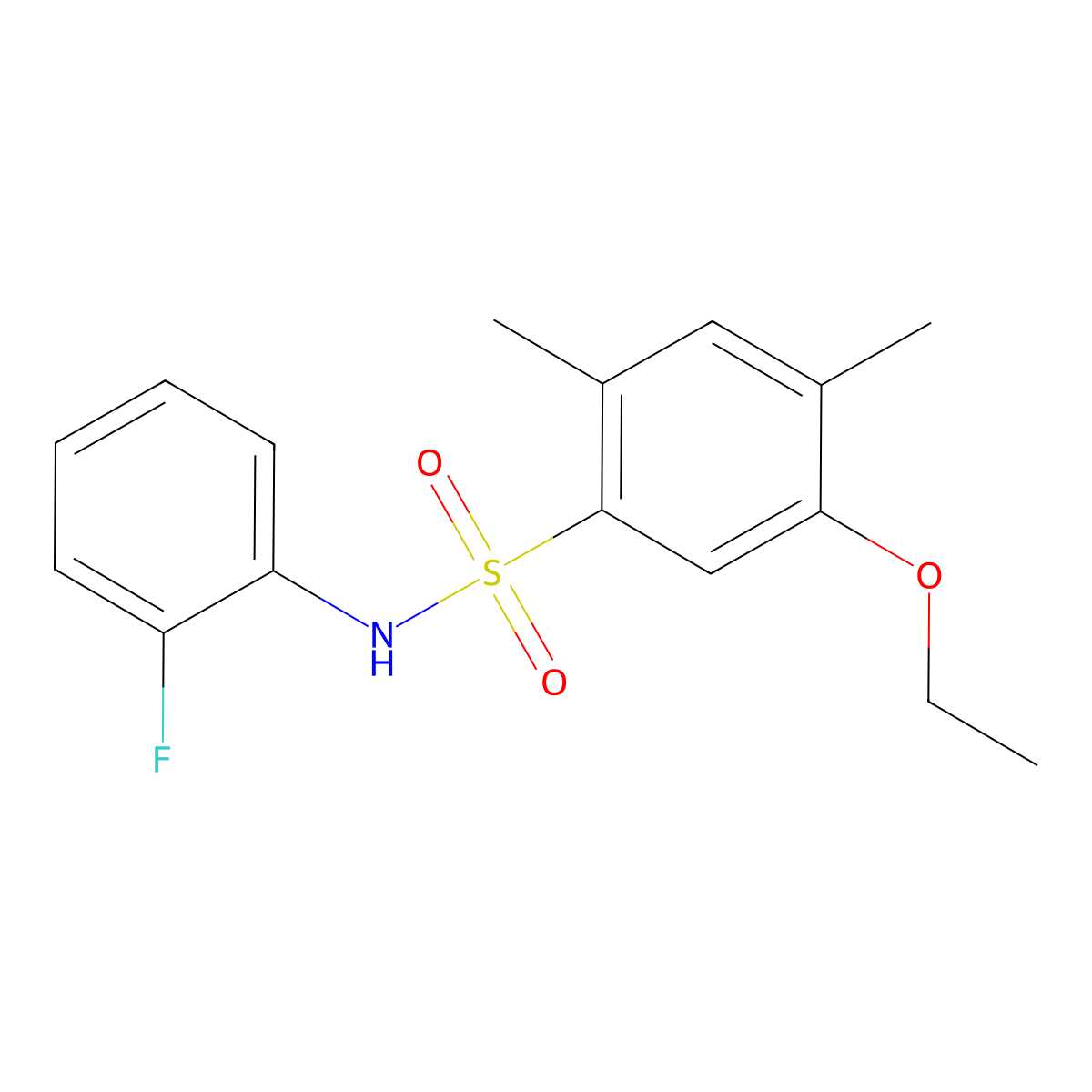 5-ethoxy-N-(2-fluorophenyl)-2,4-dimethylbenzene-1-sulfonamide molecular structure, CAS 2305531-43-3