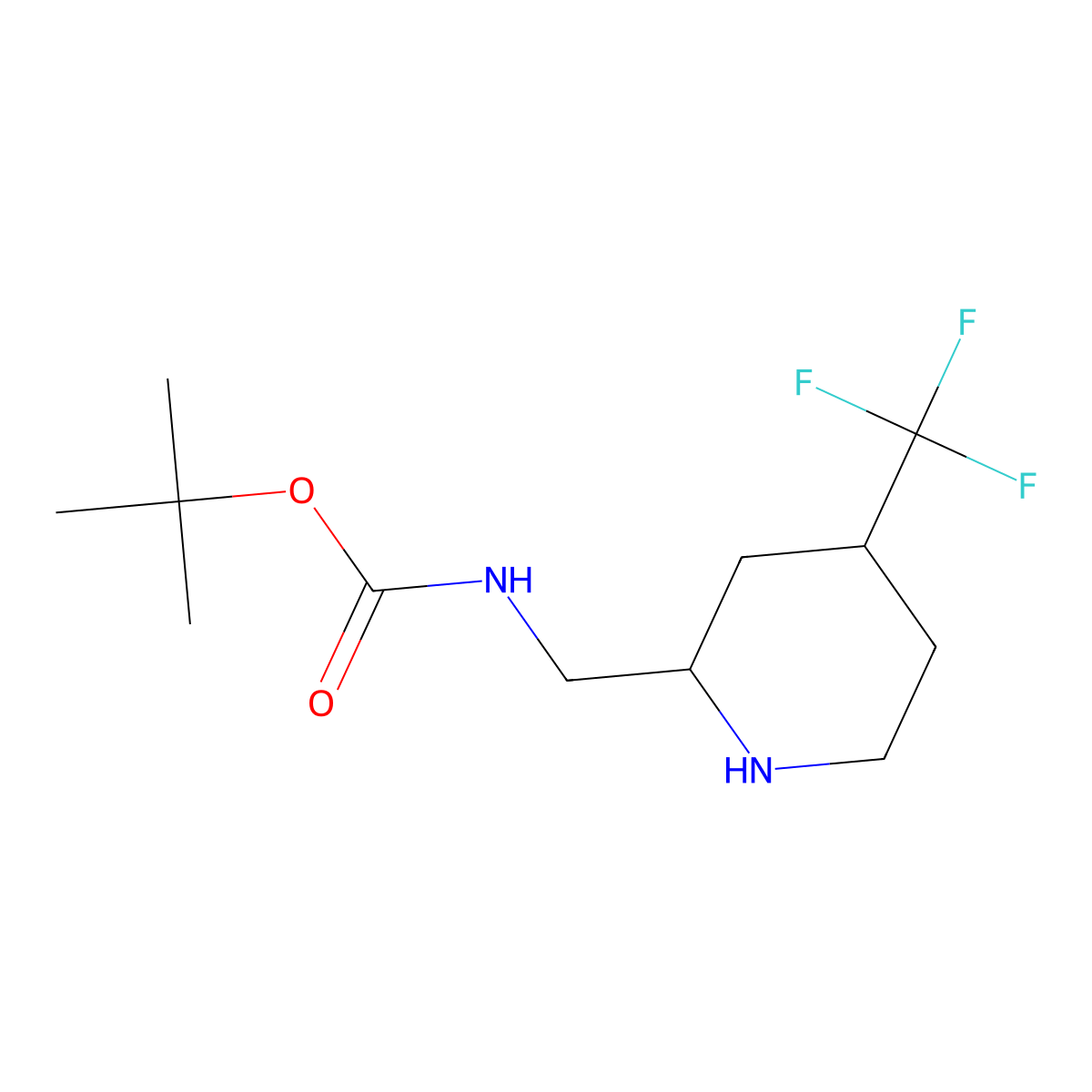Tert-butyl N-[[(2S,4R)-4-(trifluoromethyl)piperidin-2-yl]methyl]carbamate molecular structure, CAS 2305543-31-9