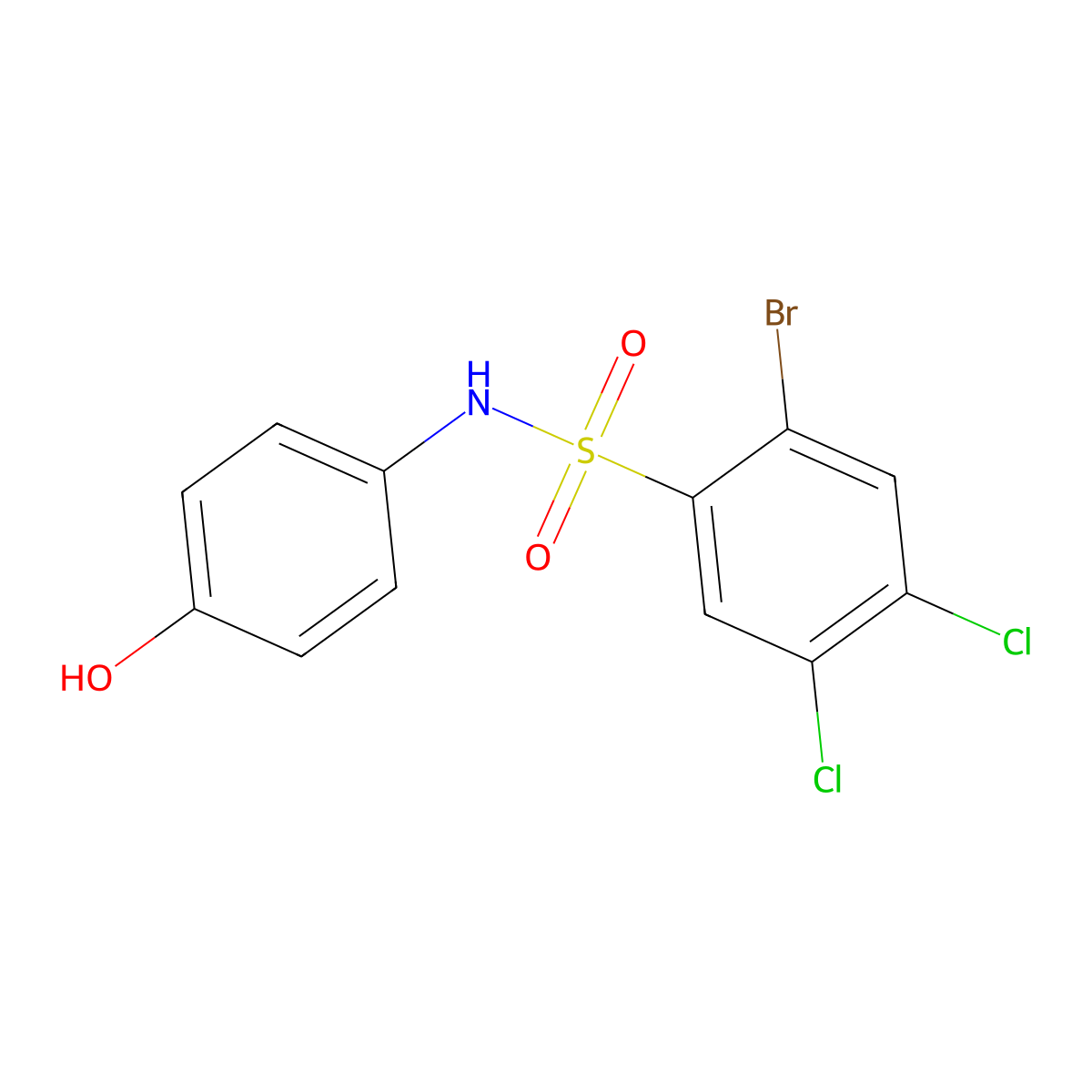 2-bromo-4,5-dichloro-N-(4-hydroxyphenyl)benzene-1-sulfonamide molecular structure, CAS 2305558-10-3