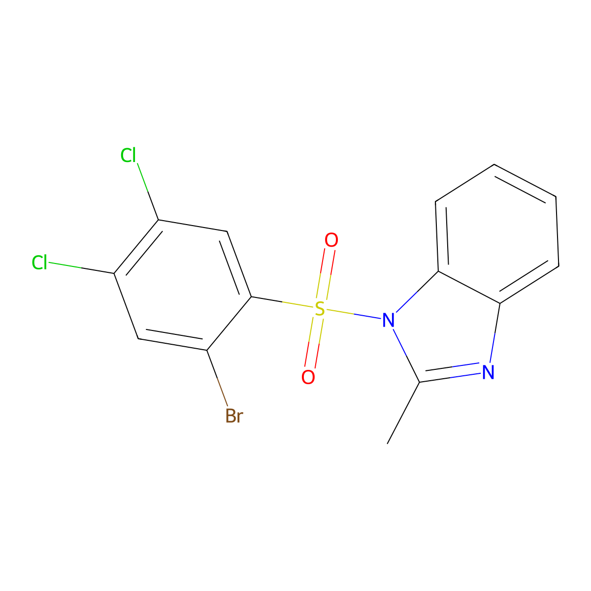 1-(2-bromo-4,5-dichlorobenzenesulfonyl)-2-methyl-1H-1,3-benzodiazole molecular structure, CAS 2305565-21-1