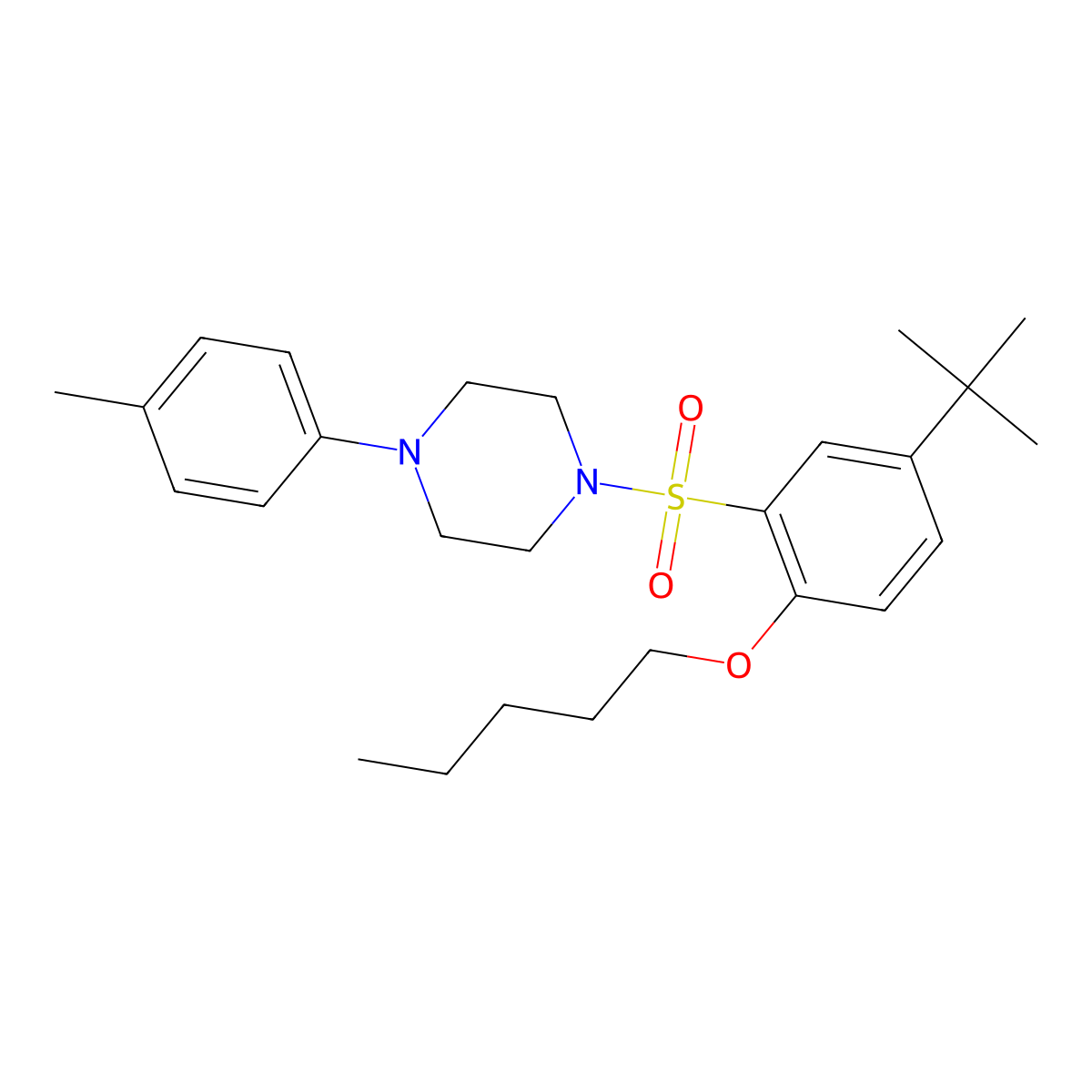 1-[5-Tert-butyl-2-(pentyloxy)benzenesulfonyl]-4-(4-methylphenyl)piperazine molecular structure, CAS 2305565-49-3