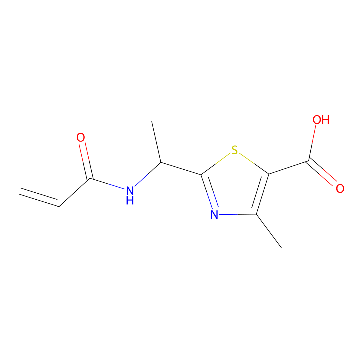 4-Methyl-2-[1-(prop-2-enamido)ethyl]-1,3-thiazole-5-carboxylic acid molecular structure, CAS 2305568-53-8