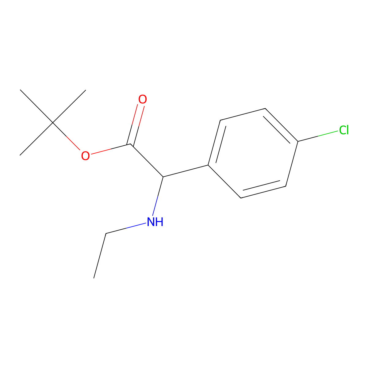 Tert-butyl 2-(4-chlorophenyl)-2-(ethylamino)acetate molecular structure, CAS 2305578-71-4