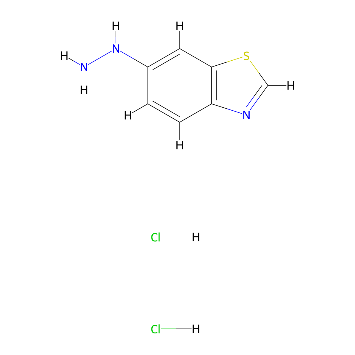 1,3-Benzothiazol-6-ylhydrazine;dihydrochloride molecular structure, CAS 2305622-57-3