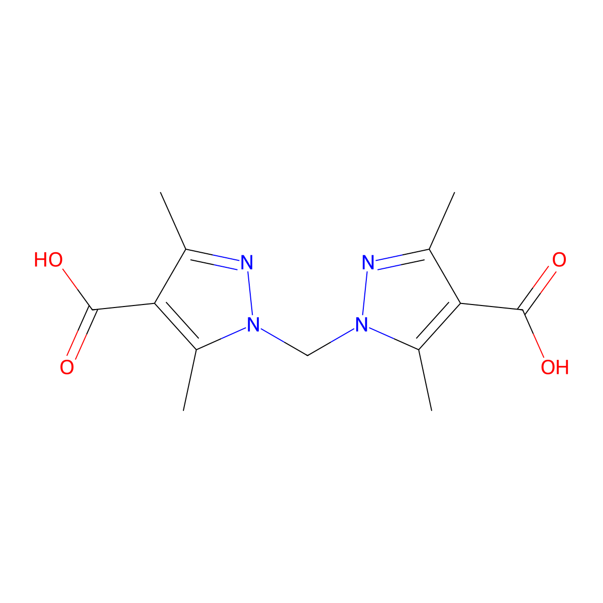 1,1'-Methylenebis(3,5-dimethyl-1H-pyrazole-4-carboxylic acid) molecular structure, CAS 2305668-24-8