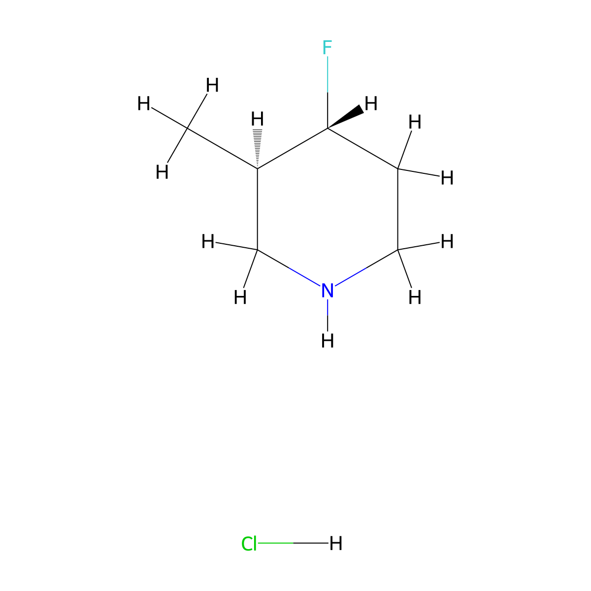 (3R,4R)-4-fluoro-3-methylpiperidine hydrochloride molecular structure, CAS 2305731-23-9