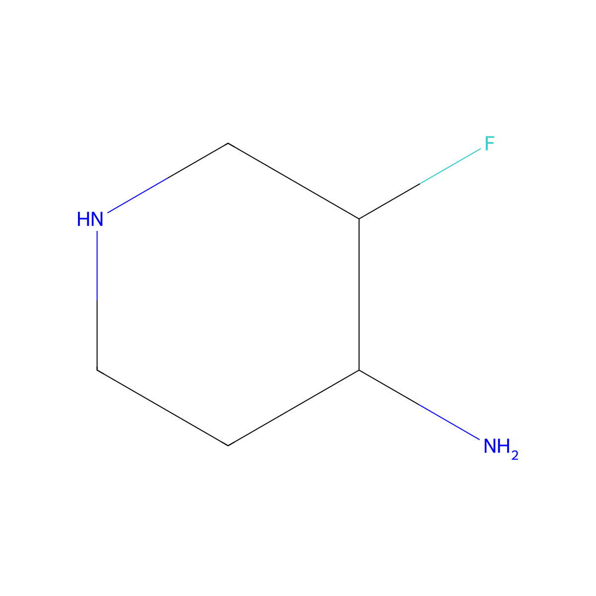 Rel-(3R,4R)-3-fluoropiperidin-4-amine molecular structure, CAS 2305731-59-1