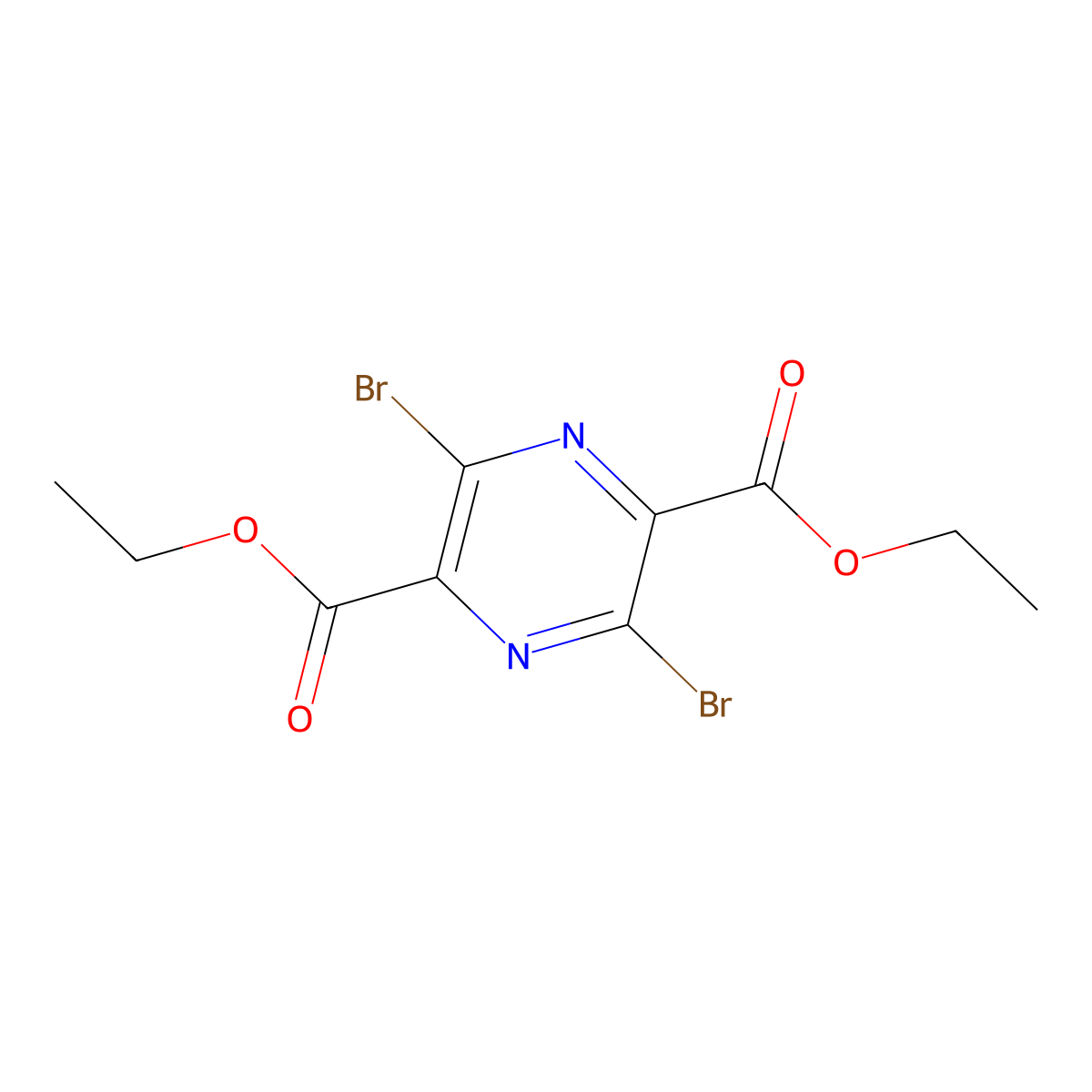 Diethyl 3,6-dibromopyrazine-2,5-dicarboxylate molecular structure, CAS 2305764-76-3